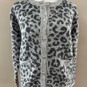 Greige Chic Leopard Print Cardigan